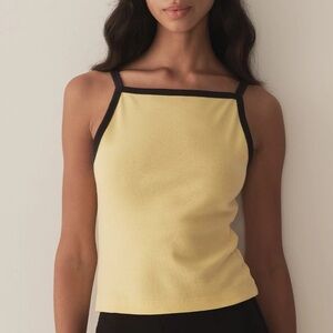 Doen Angie Ringer Cotton Square Neck Camisole Tank Top Yellow Wild Honeysuckle